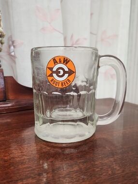 A&W Mama Clear Glass Mug with Orange Logo